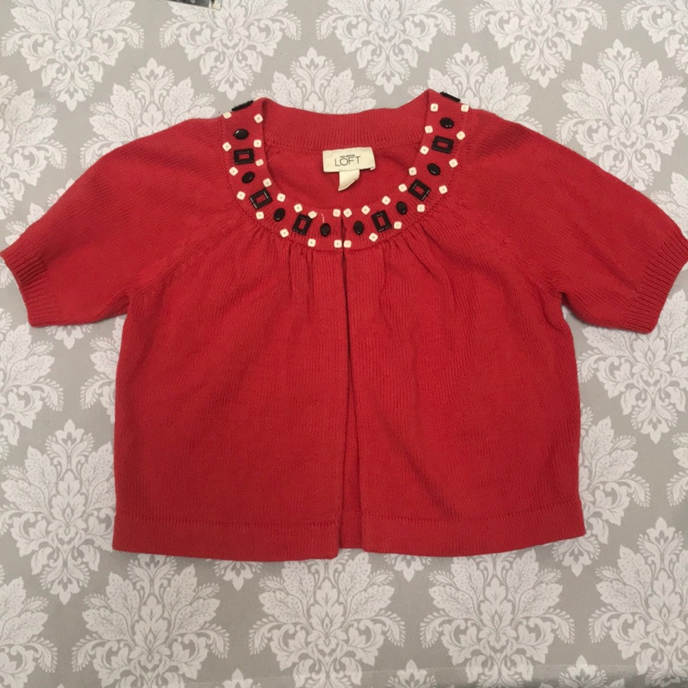 Ann Taylor Loft short sleeved cropped sweater